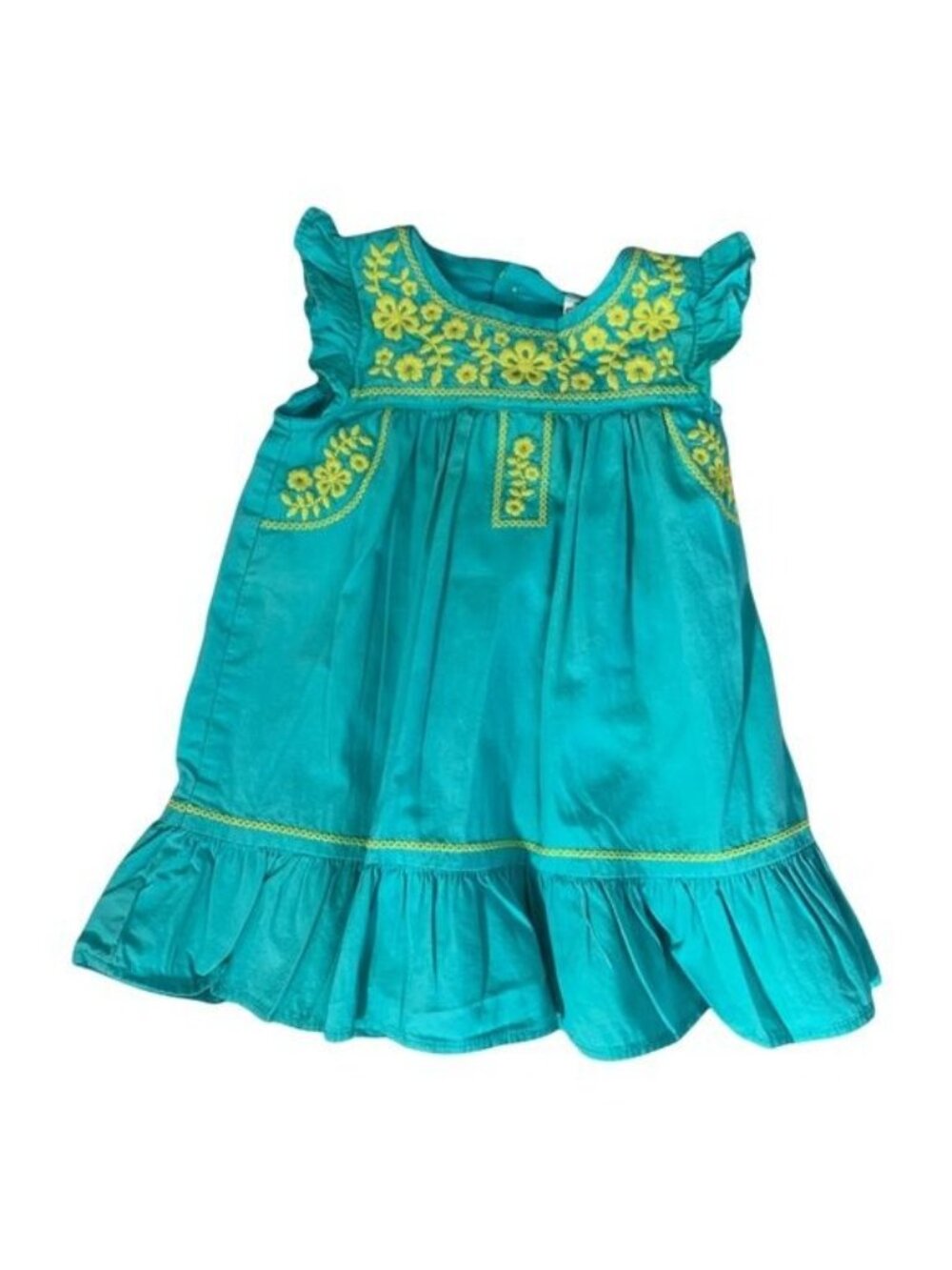 Carters Baby Girls 6M Blue Embroidered Ruffle Dress Outfit Set